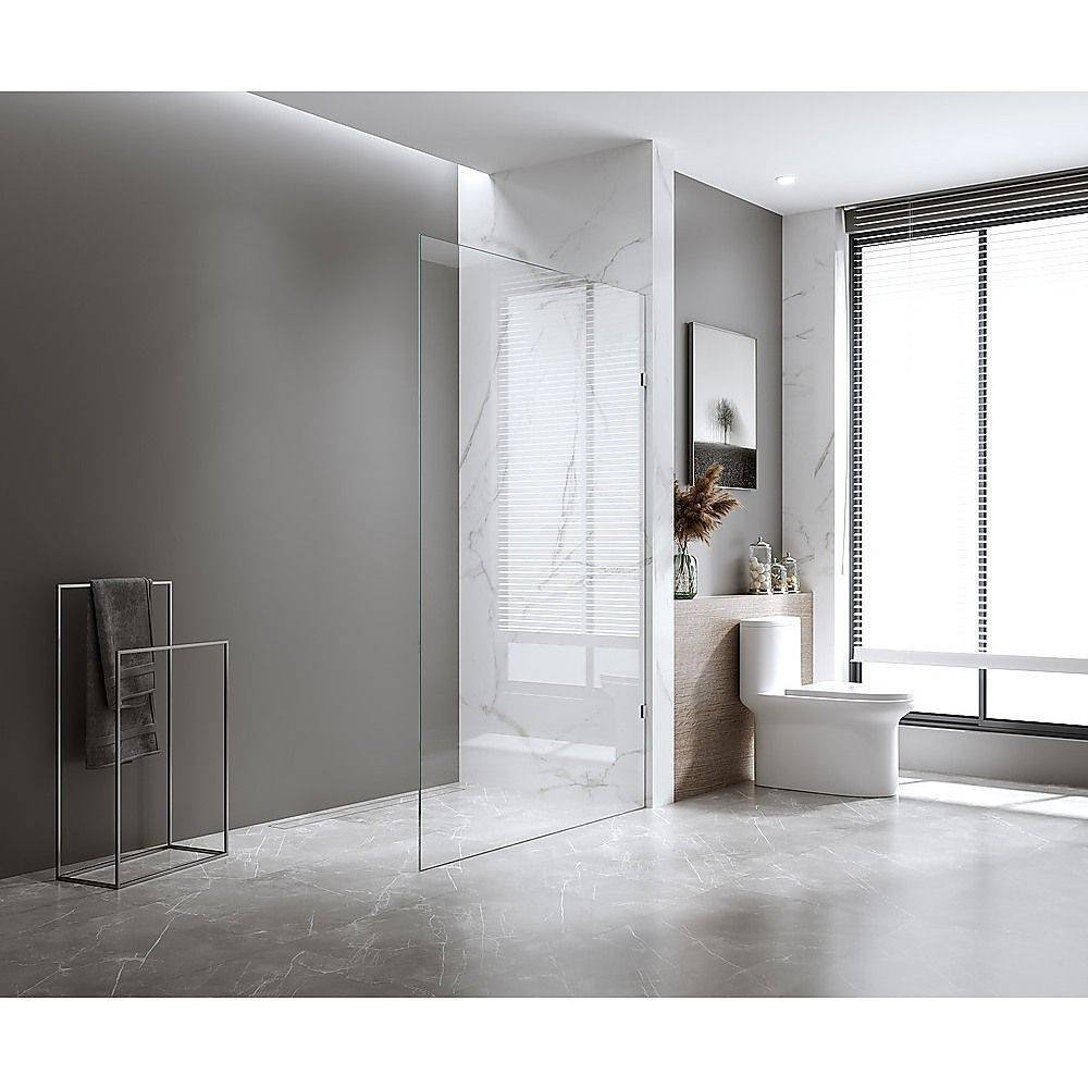 90x210cm Single Shower Glass Screen with Gold Wall & Floor F Brackets