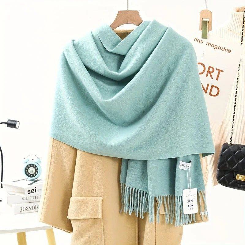 Solid Color Cashmere Wrap Scarf, Thickened for Warmth and Windproof, Bohemian-Style Winter Wardrobe Essential(Bo Holland)