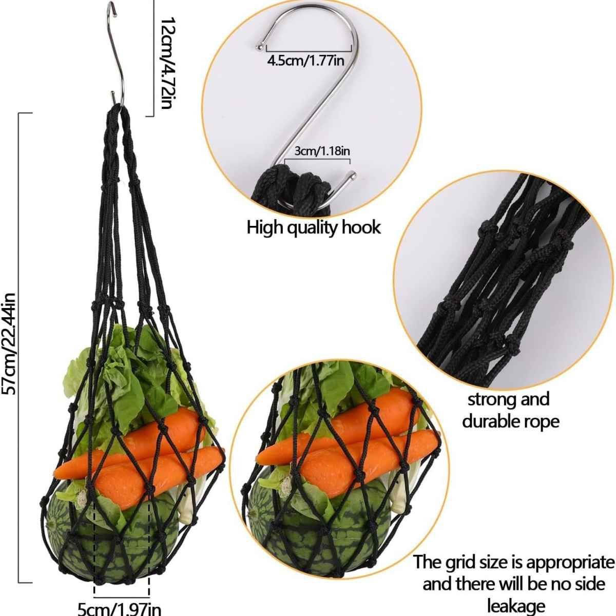 Hanging Feeding Net Bag (Nylon) Size: 570mm Color: Yellow for Parrots (2pc)