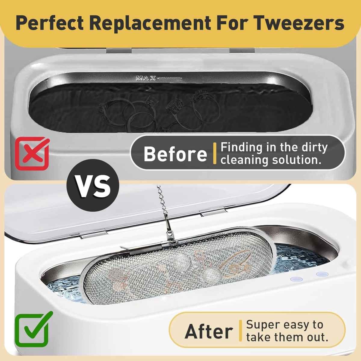 Ultrasonic Cleaner Basket, Stainless Steel Basket for Ultrasonic Jewelry Cleaner, Jewelry Steam Cleaner Basket Small Parts Washing Basket for Jewelry, Watch Parts