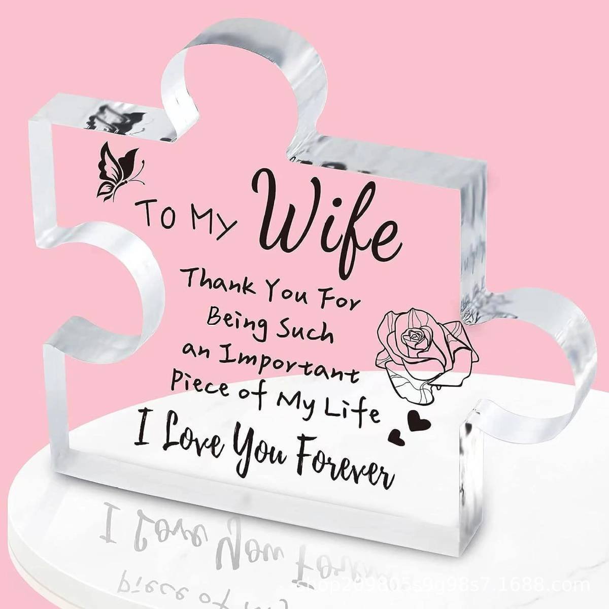 Interlocking Puzzle-Shaped Desktop Decor – 10.5cm Square Display Piece for Home or Gifting(Wife)