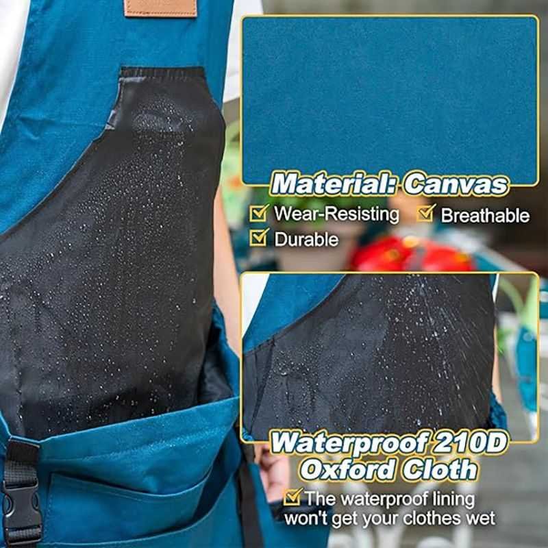 Oxford Cloth Waterproof Gardening Apron, Large Capacity Kangaroo Pocket, Cross Back Straps Comfortable, Great Helper for Picking and Weeding(purple)