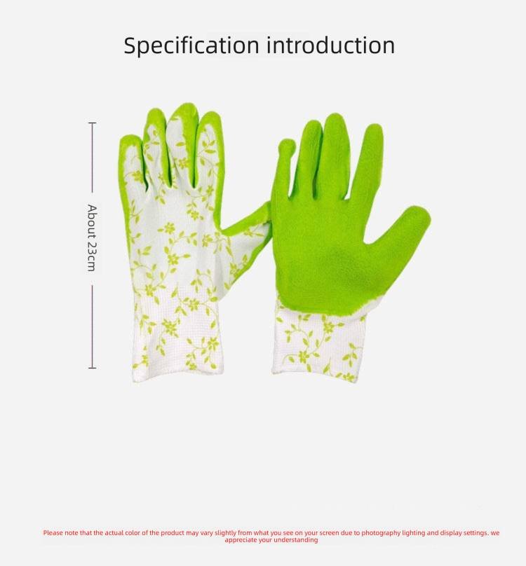 3 Pairs Green Gardening Gloves with Breathable Latex Coating - Non-Slip Protective Work Gloves for Yard Work Planting and Outdoor Maintenance - All-Day Comfort and Dexterity for Gardeners