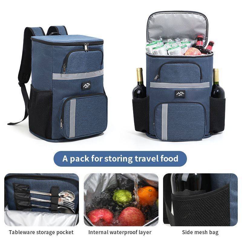 Outdoor Camping Insulated Cooler Backpack for Picnic Hiking (Black)
