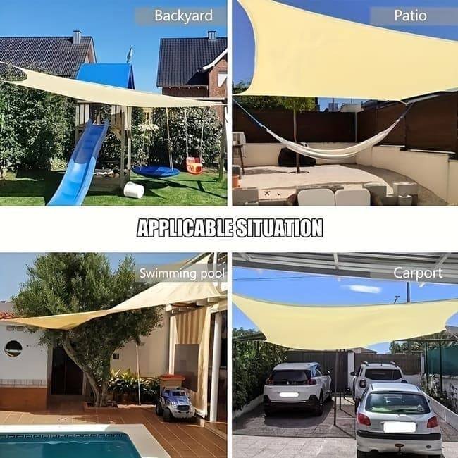 3X5M Waterproof UV Protective Sun Sail for Garden Terrace Pool and Camping, Light Orange, with Compatible Outdoor Shade Protection