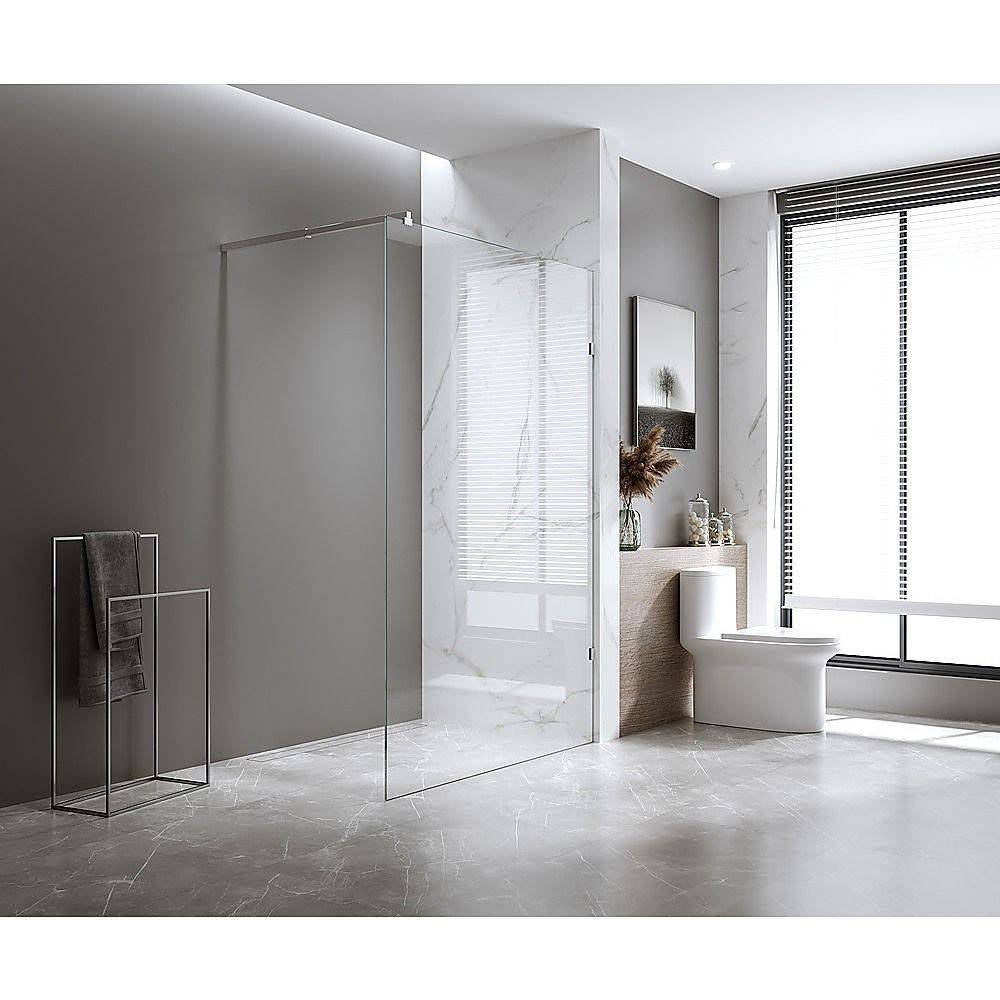 110x200cm Single Shower Glass Screen with Gold Wall & Floor F Brackets