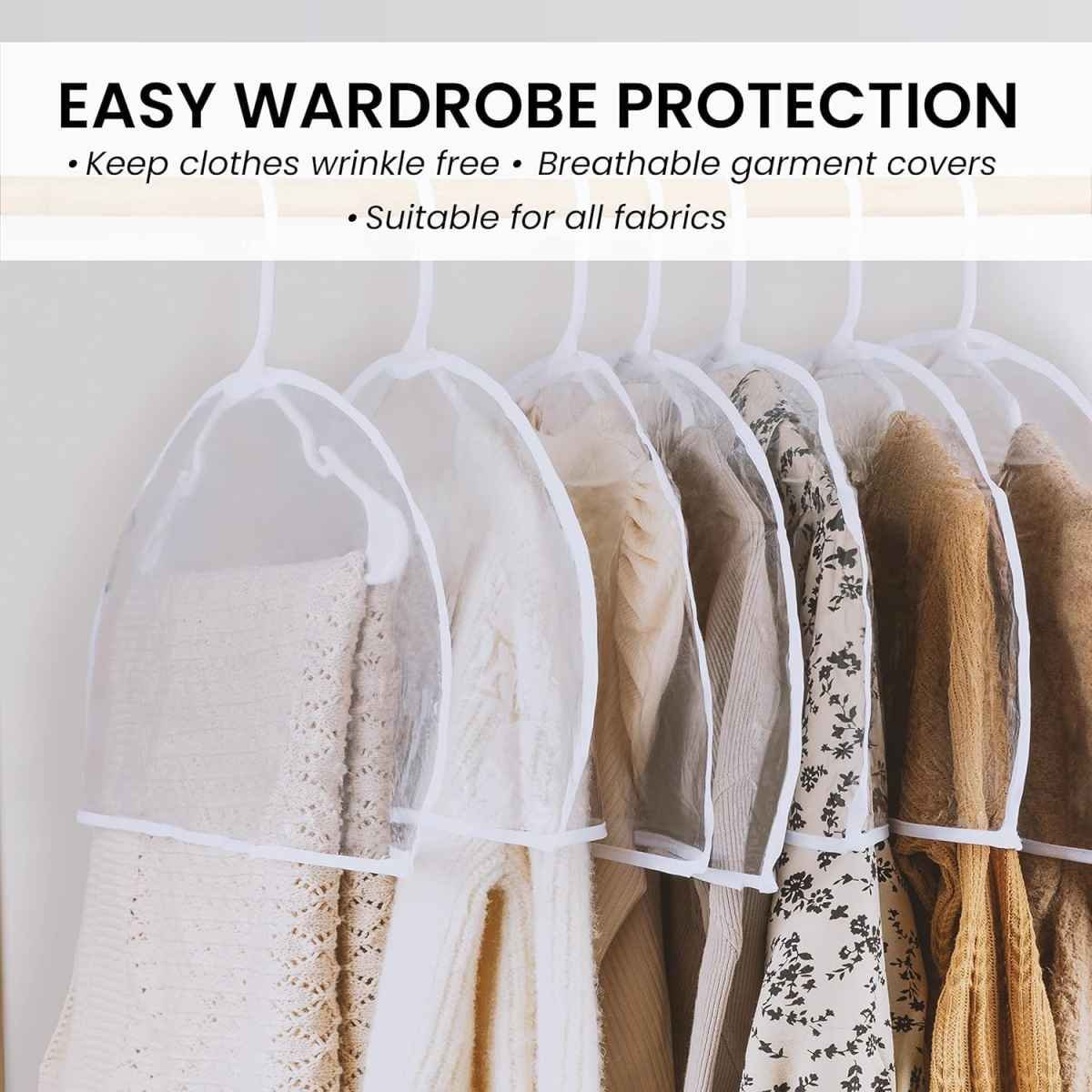 12 Pack Transparent Dustproof Garment Bags 60x30cm Wardrobe Organizer Storage Covers