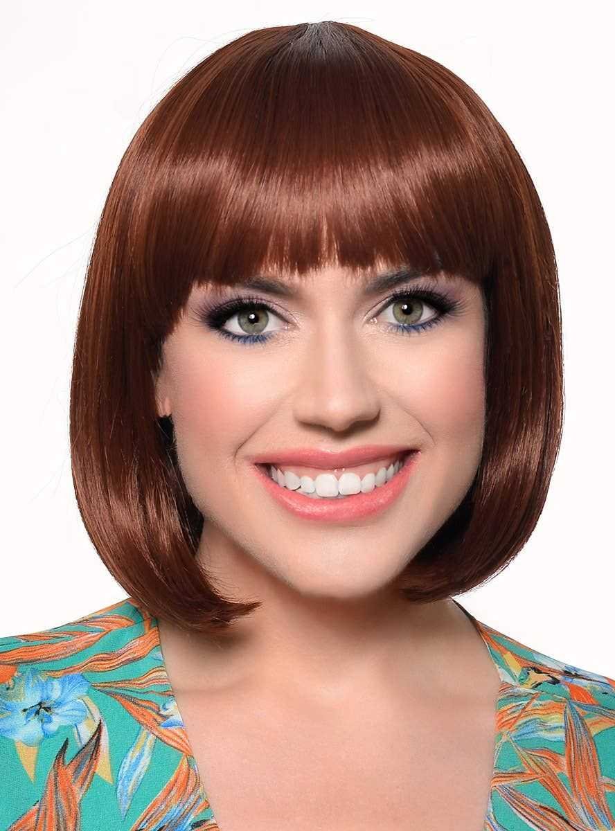 Short Chocolate Brown Heat Resistant Bob Fashion Wig with Fringe