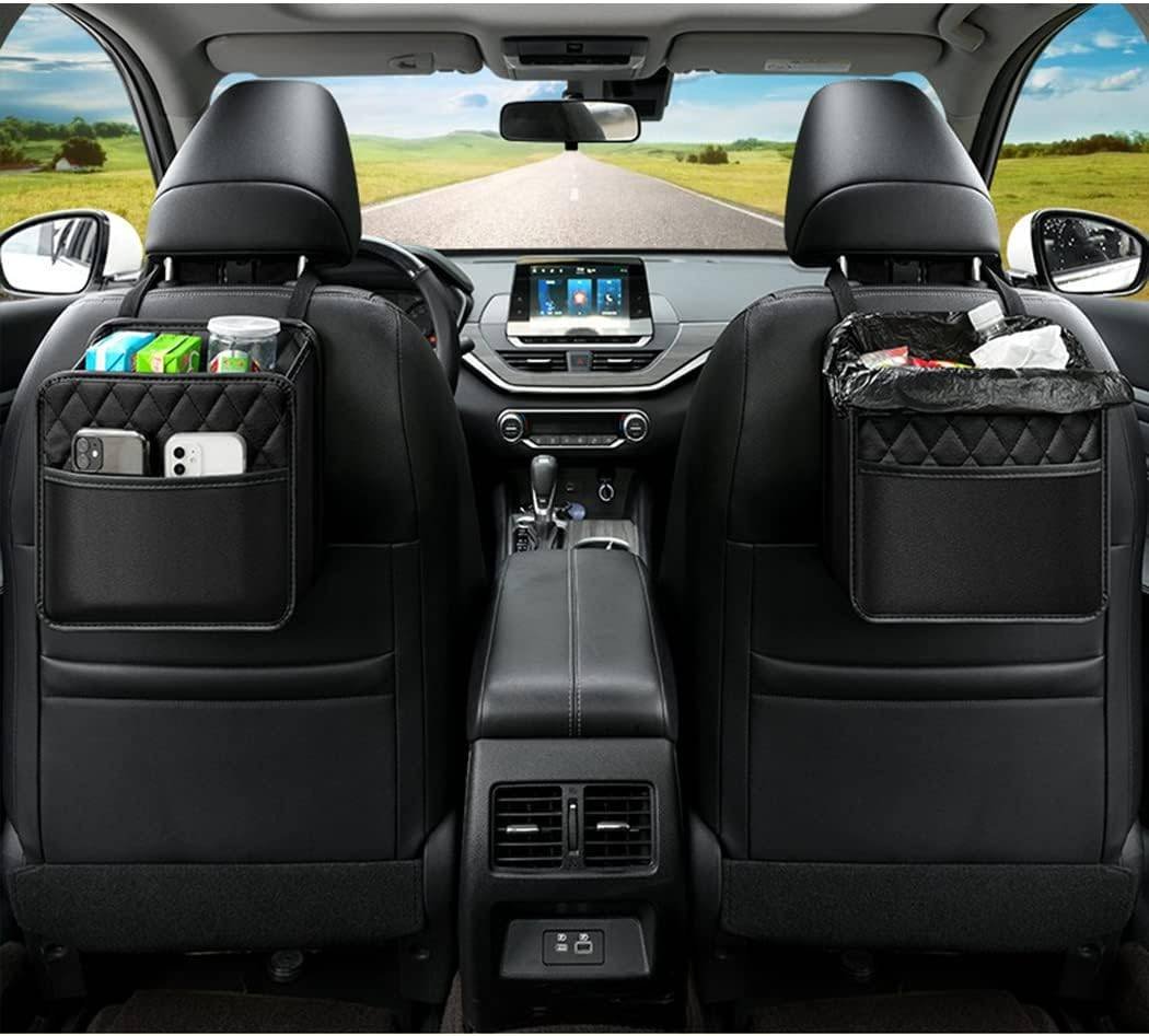 Car Seat Organizer 2 Pack - Black Backrest Storage Bag with Pockets - Car Interior Accessory