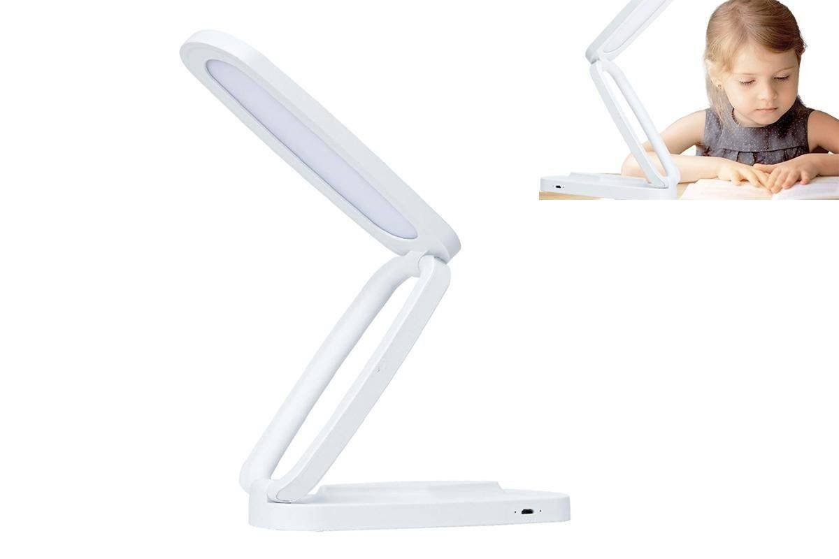 LED Desk Lamp Eye-Caring Foldable Desk Light Touch Control Reading Lamp-White