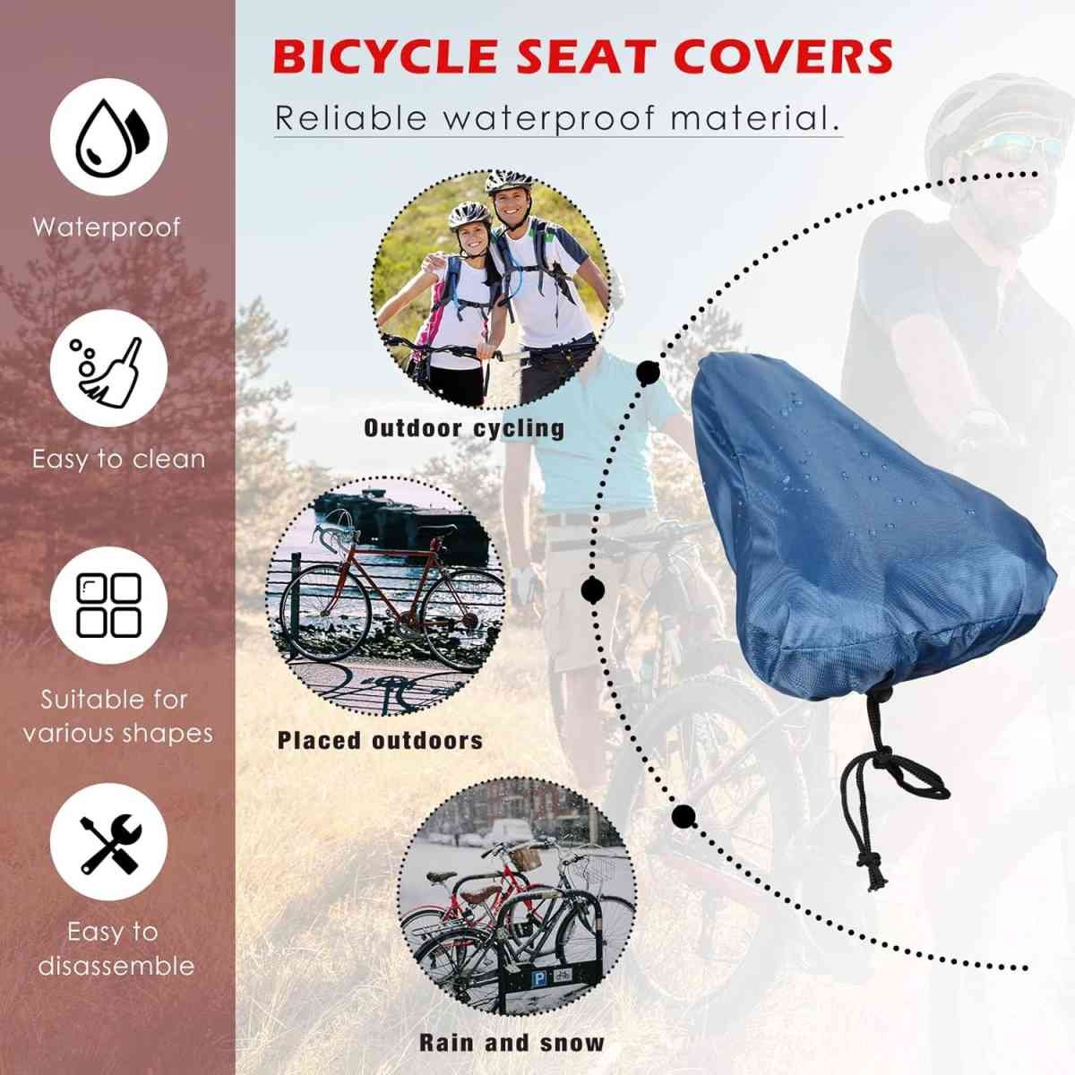 2 Pack Bicycle Saddle Bags Black and Hidden Blue Waterproof Rainproof Material Universal Bike Seat Cover Accessories for Men Women