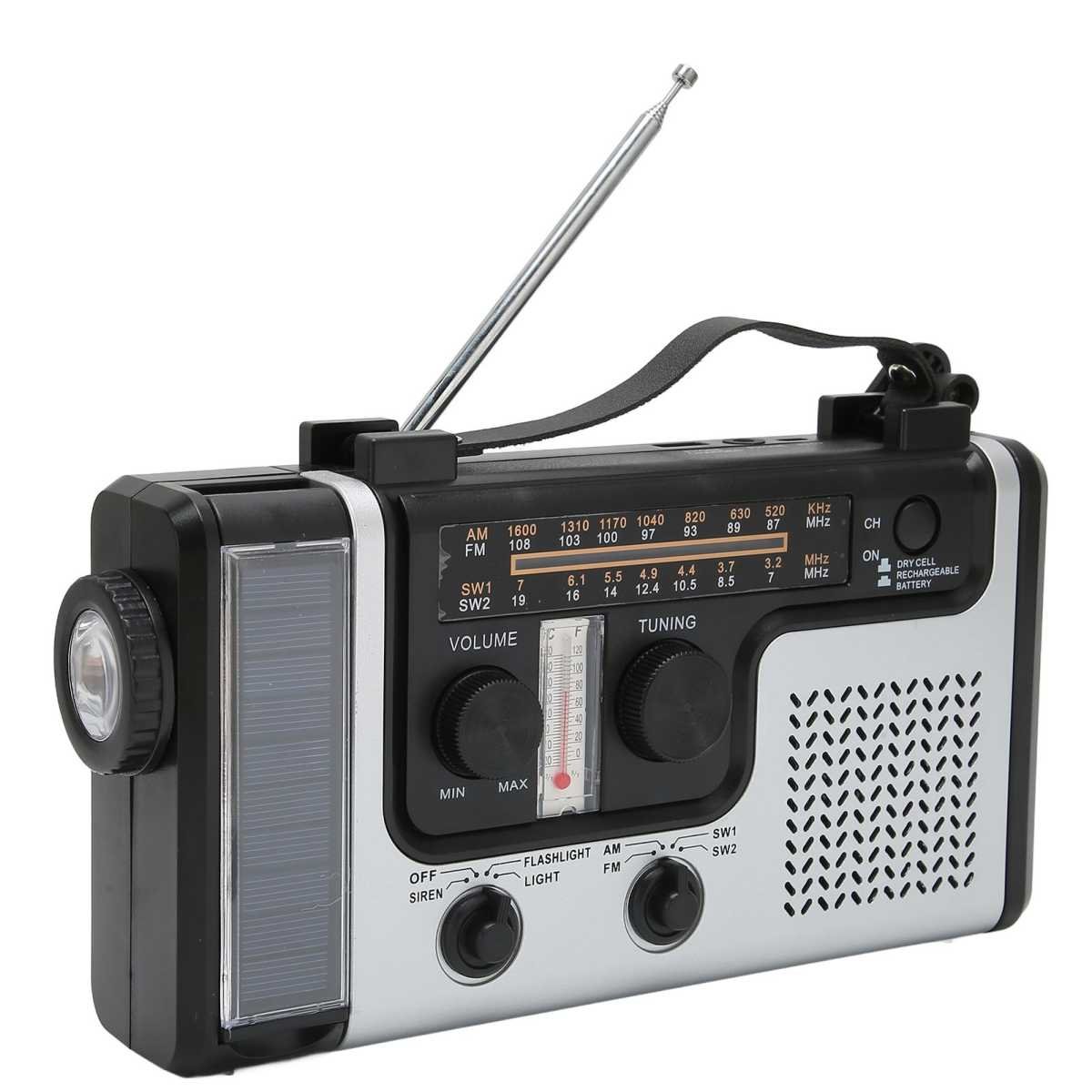 LED Hand Crank Radio AM FM SW Solar Dynamo Outdoor Emergency Radio with Portable Flashlight
