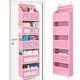 Wall-mounted doll rack with hooks, multi-functional storage rack, pink dolls, can be hung on a door