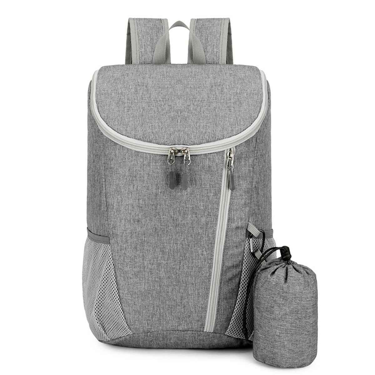 Large Capacity Foldable Lightweight Water-Resistant Sports Outdoor Gym Backpack (Light Grey)