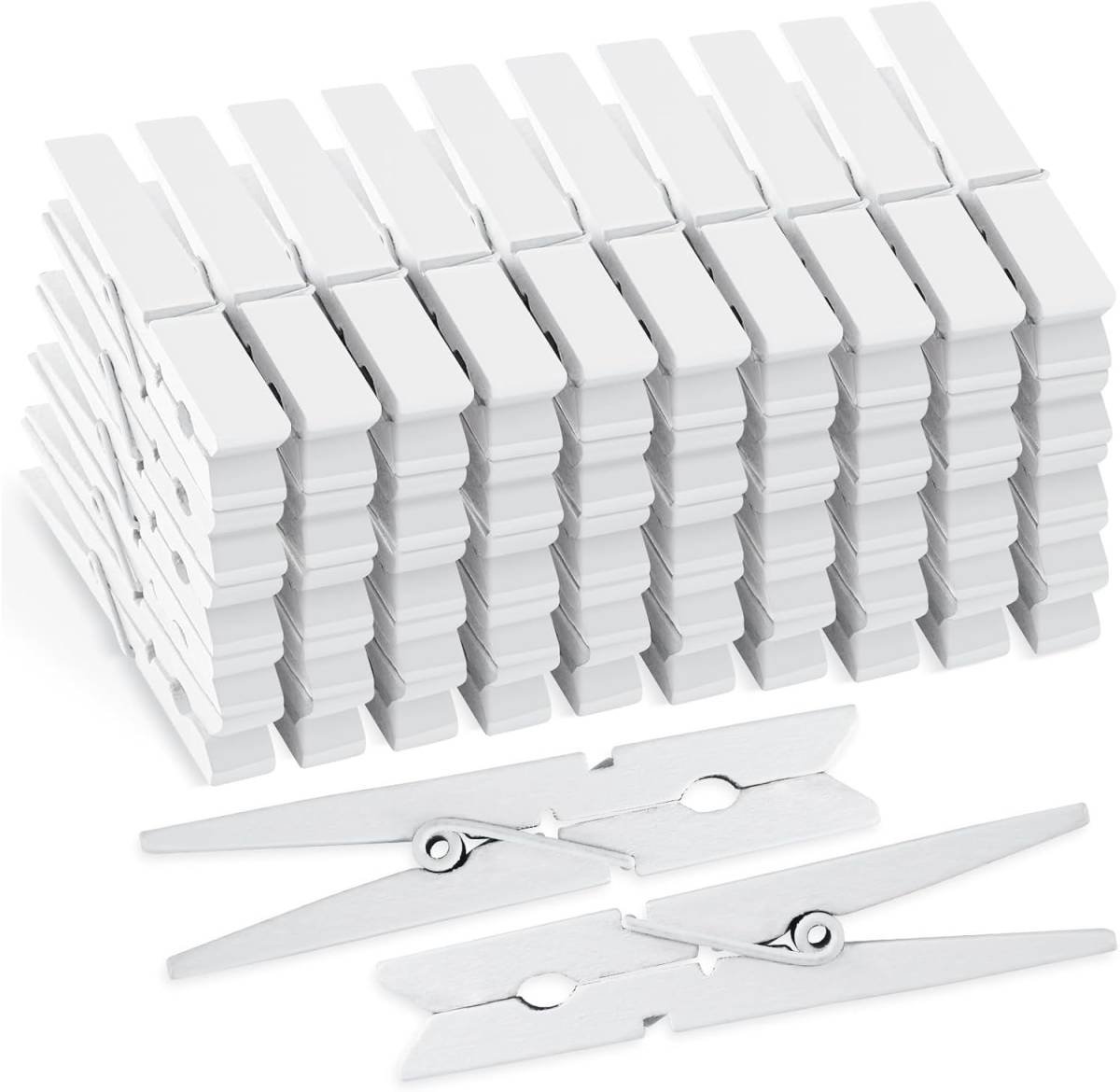 50Pcs White Wooden Clothespins, 2.9 inch Clothes Pins for Crafts, Natural Laundry Hanging Clips, DIY Cheer Pin