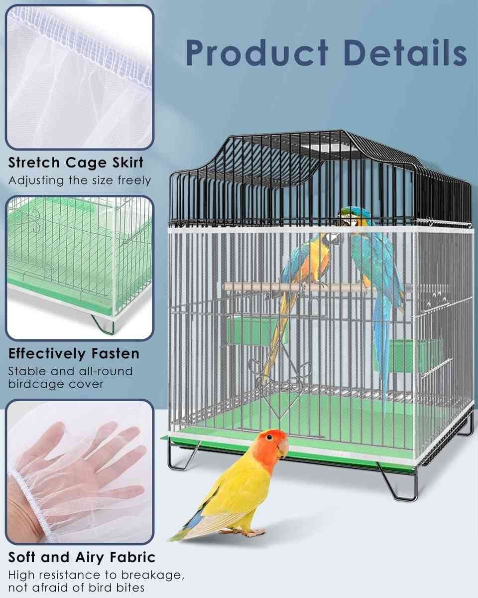 Birdcage Mesh Cover - Universal Birdcage Cover - Birdcage Splash Guard - Seed Catcher - Dust Cover for Birdcage - Birdcage Cover Skirt - Dustproof Mesh Cover - Dust Cover - Net - Birdcage Accessories - 40*150-220 cm - White
