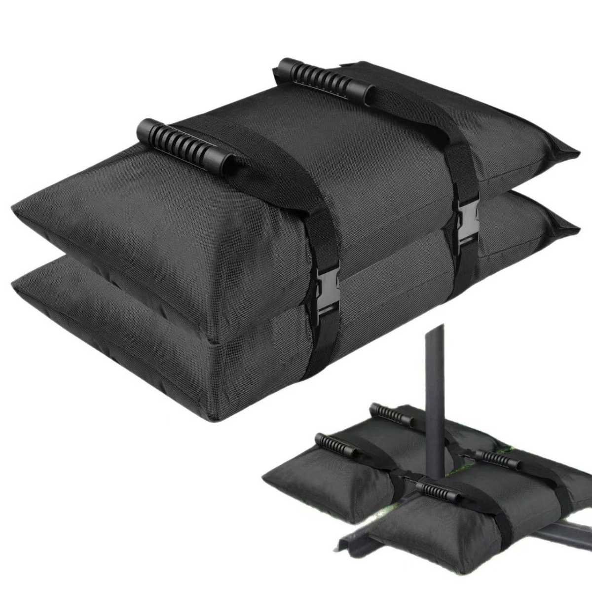 Umbrella Base Weights Sand Bags, 2 Pack 45lbs Fillable Weight Bags to Hold Things Down, Black Weighted Base Sandbags for Outdoor Furniture Patio Cantilever Umbrellas Stand (Without Sand)