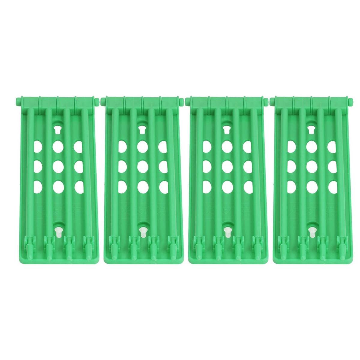 4Pcs Pigeon Leg Ring Stand 4 Column Design Large Capacity Wall Mounted Safe Durable Plastic Parrot Leg Ring Holder Green
