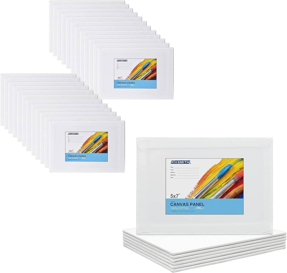 Product Image  Painting Canvas Panel Boards - 5x7 Inch Art Canvas,24 Pack with 5x7 Inch Canvas Board 6 Pack Canvases, 100% Cotton, Primed Canvas Panel, Acid Free, Artist Canvas Boards