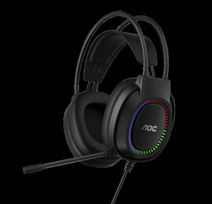 AOC ACG2500BK Wired RGB USB Gaming Stereo Headset 2M Cable Black