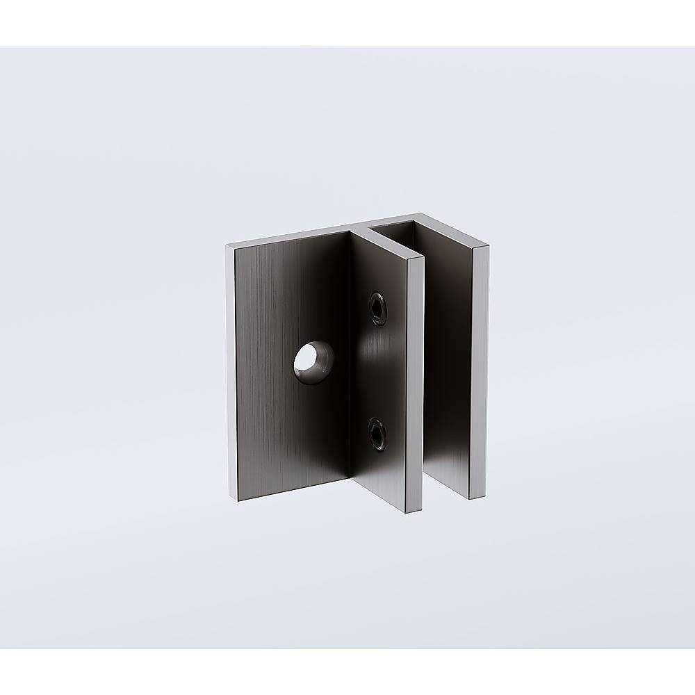 90cm Frameless Glass Bath Screen – Brass F-Brackets in Gunmetal for Stylish Bathroom Upgrade