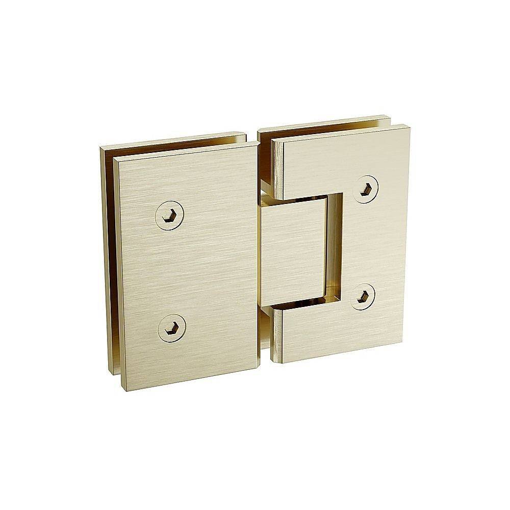 110x70cm Corner Frameless Shower Screen with Gold Brackets and SS Hinges, Square Knob Handle