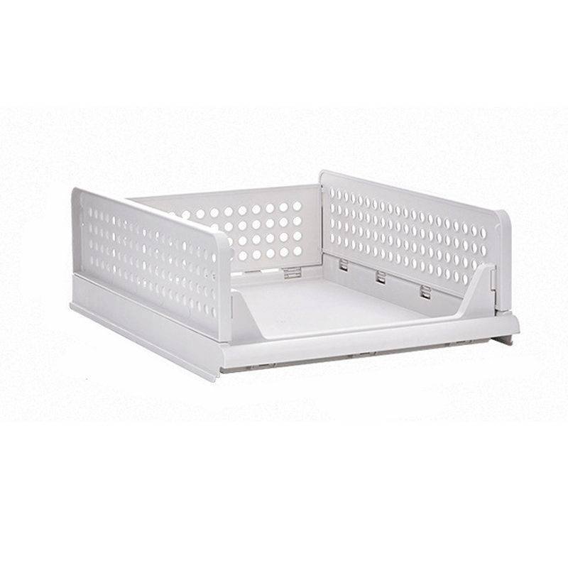 Wardrobe Foldable Storage Basket Layered Divider Drawer Rack Stackable Clothes Organizing Basket 33x43x14cm/13.0x16.9x5.5in