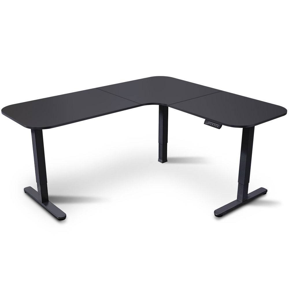 FORTIA Corner Standing Desk, 160x140cm, 72-118cm Sit to Stand Up Electric Height Adjustable, Black