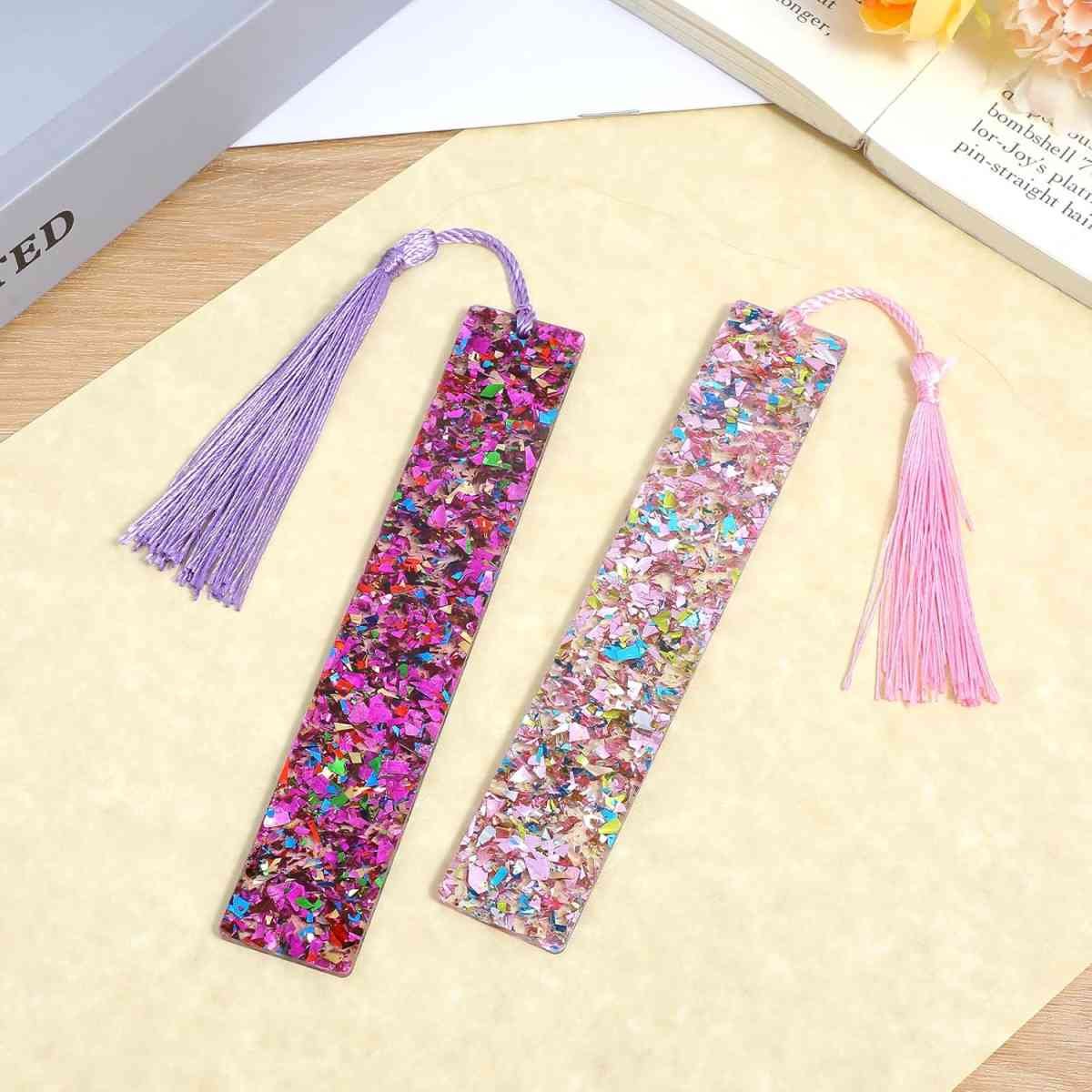 2Pcs Funny Bookmarks,Glittering Book Marks for Reading,Elegant Bookmark for Women with Tassels Book Lovers Gifts