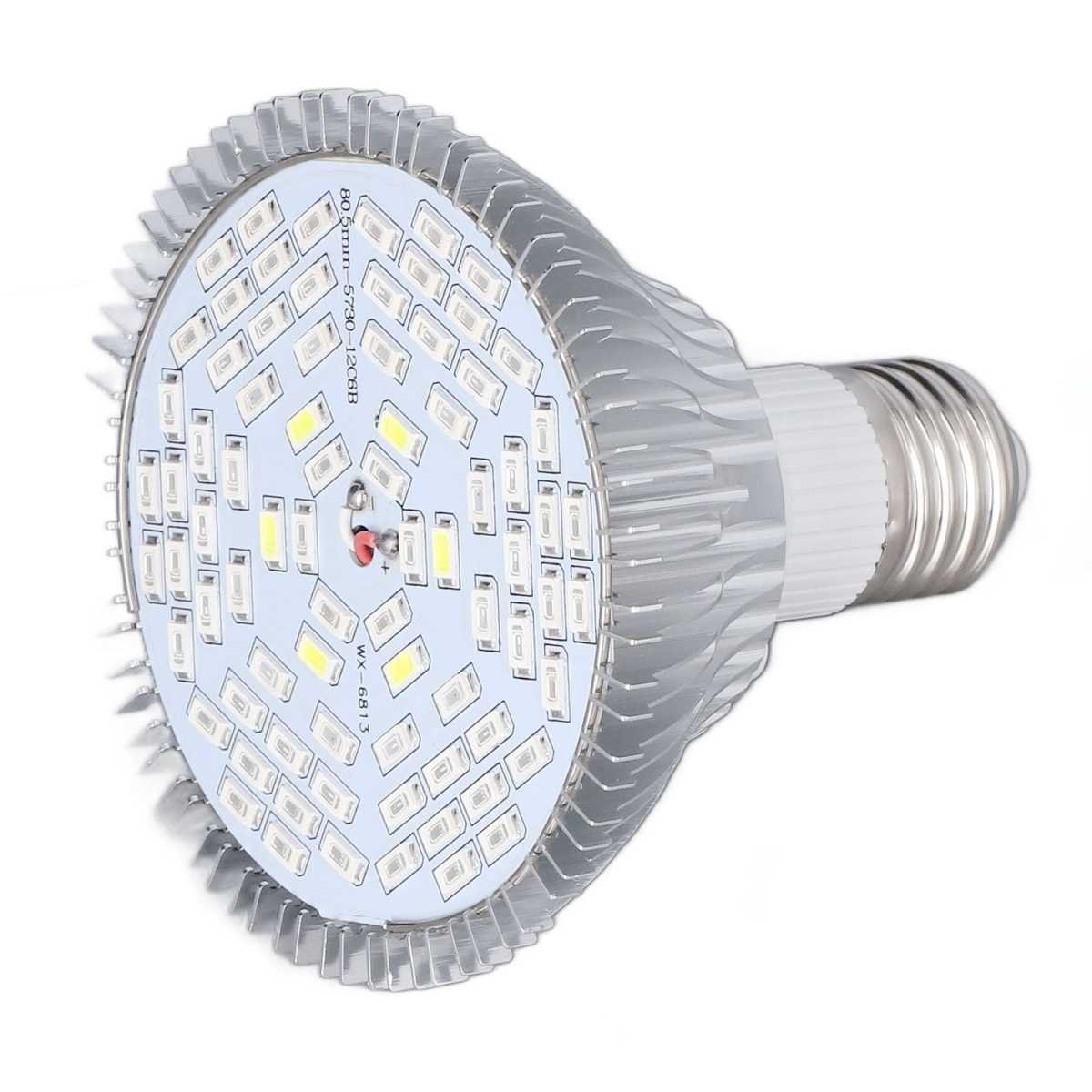 LED Grow Lamp Bulb E27 Low Power Consumption Full Spectrum Low Heat Generation LED Plant Growth Lamp Bulb 85‑265V 50W, 78 Beads
