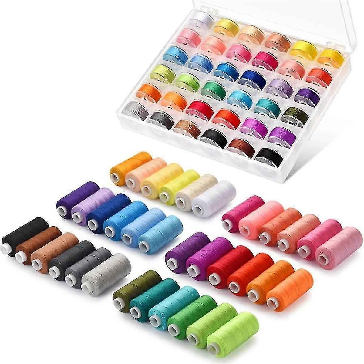 72 pcs Sewing Thread Set, 36 Colors Sewing Machine Threads, Pre-Wound Spools Sewing Thread Set, 365 Meters Per Spool