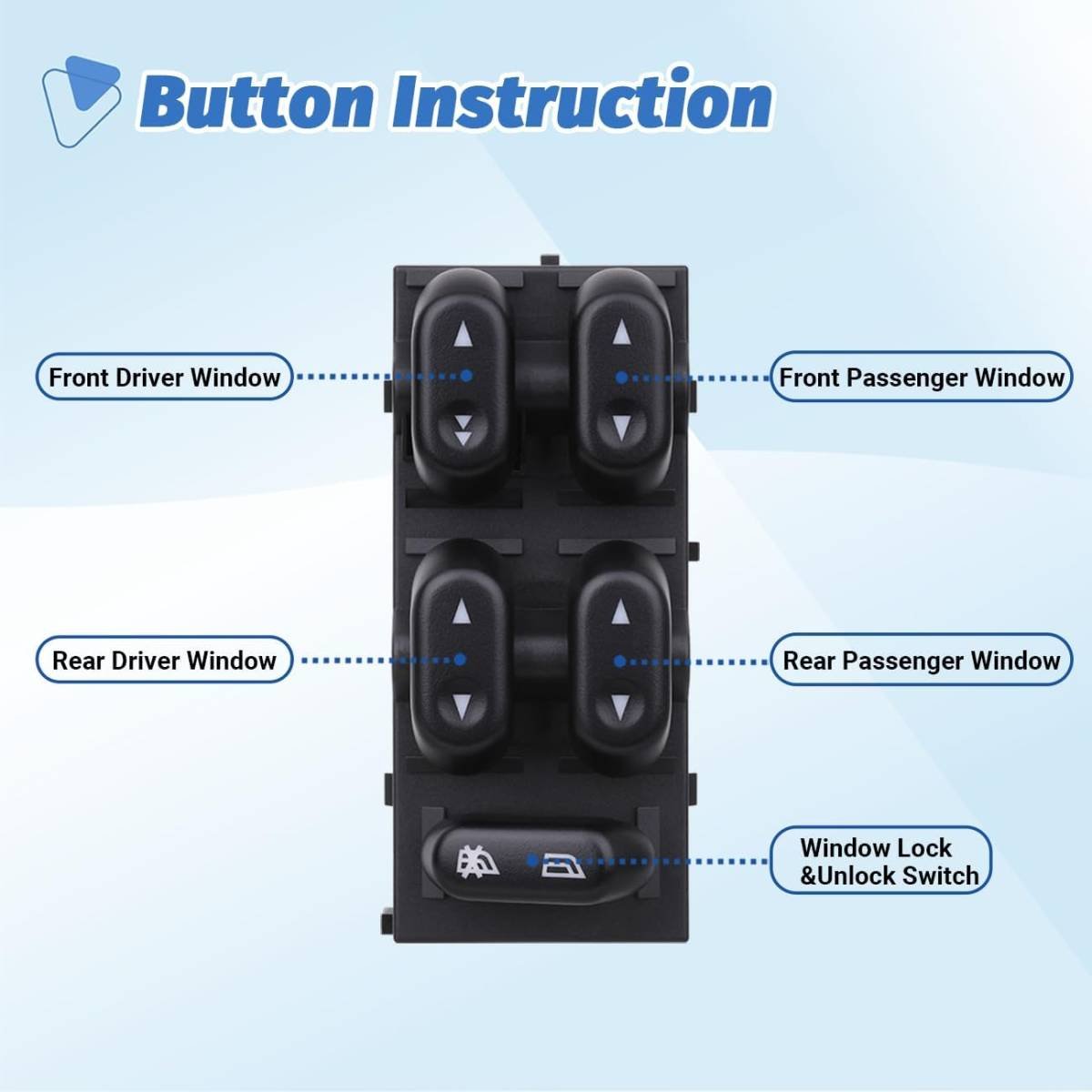 Power Window Control Switch Master Door Button Compatible with 2003-2008 Ford Crown Victoria/F150/Expedition, 06-08 Lincoln Mark LT, 03-08 Mercury Grand Marquis/Marauder Replace OEM 5L1Z14529AA