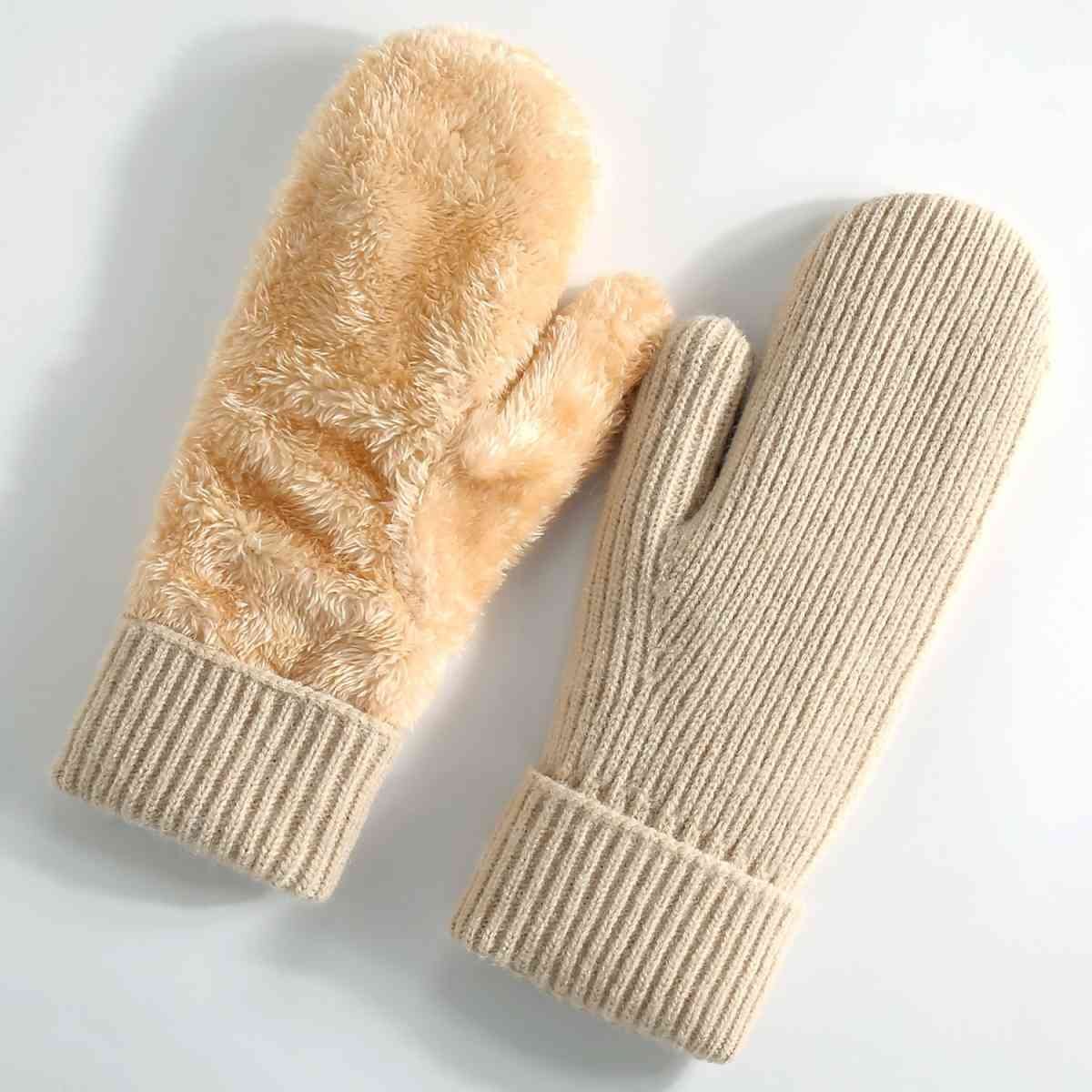 Warm Women's Winter Gloves - Thick Knit - Soft and Comfortable - Fleece Lined for Extra Warmth - The Ideal Gift for Cold Weather Beige