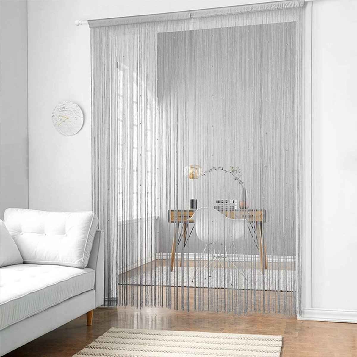 Door Curtain - 100 * 200 cm - Fly Curtain - Decorative Curtain - Plastic Fly Curtain - Easy Installation - Luxury Door Screen - Fly Screen Curtain - Beige