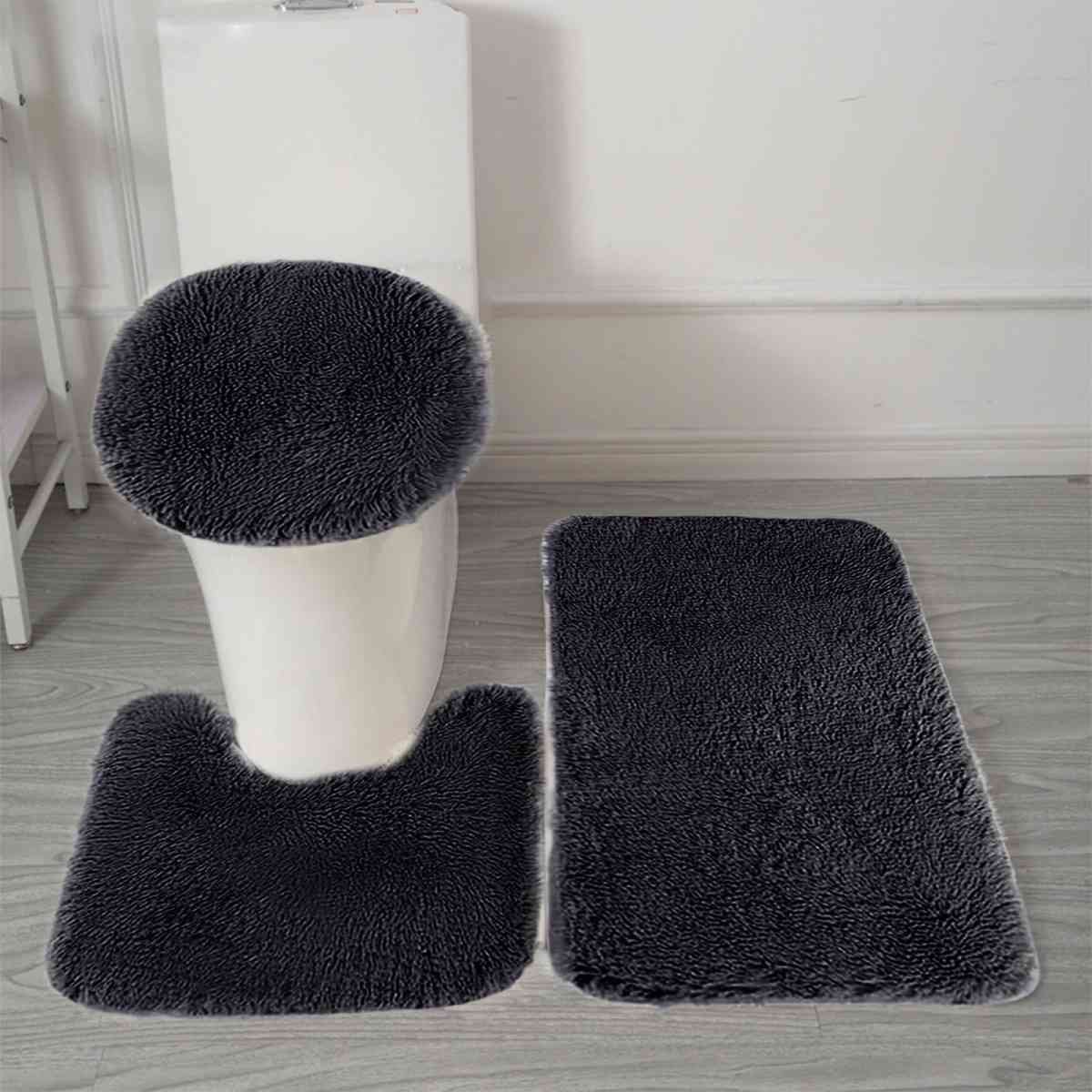 PALIFEUR Bathroom Rugs Sets, Non-Slip Bath Mat Set 3 Piece, Soft Comfortable Washable Bathroom Mat Set, Quicker Dry Bathroom Rug with Toilet Rug Black