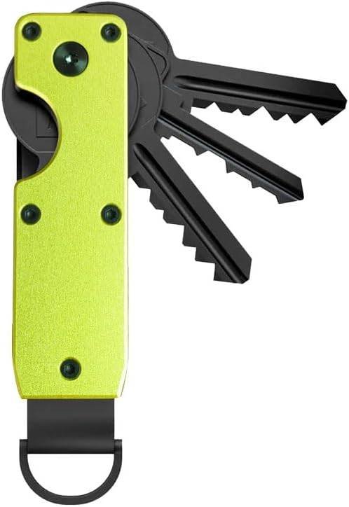 Compact Aluminium Key Organizer 2-6 Keys Yellow-Green Minimalist Key Holder for Car & Home