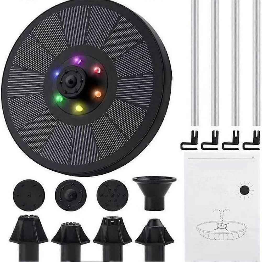 Solar Water Fountain with LED Lights Bird Bath Garden Pump
