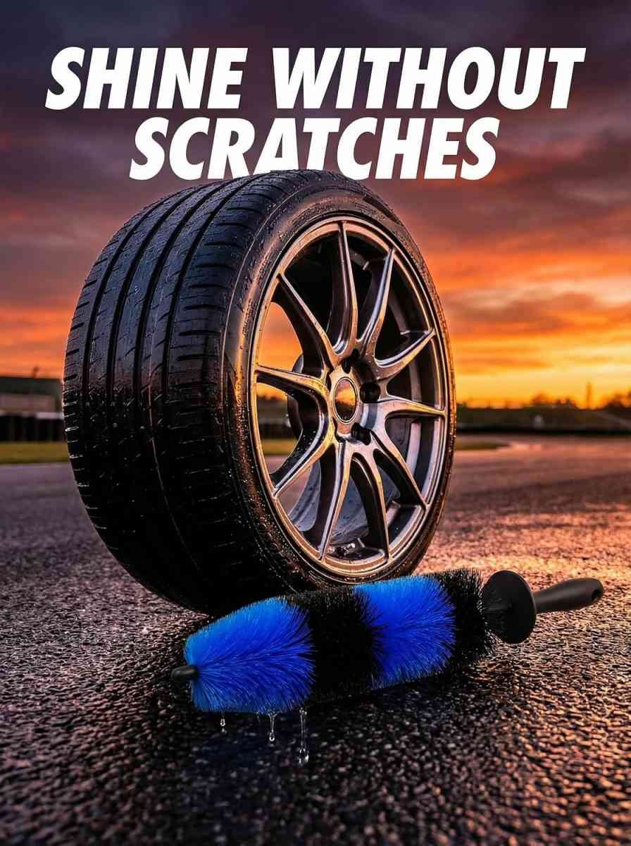 Master Wheel & Tire Brush, Easy Reach Wheel and Rim Deng Brush Long Soft Bristle, Car Tire Brush, Wheel Scrub Brush, Multipurpose use for Wheels Rims Exhaust Tips Motorcycles (Blue)