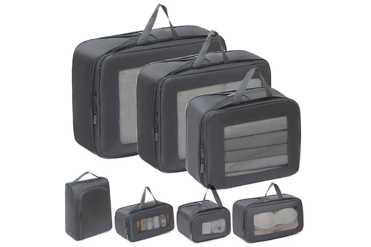 7 Set Compression Packing Cubes for Travel Luggage Organizer Bags for Travel Accessories - Black