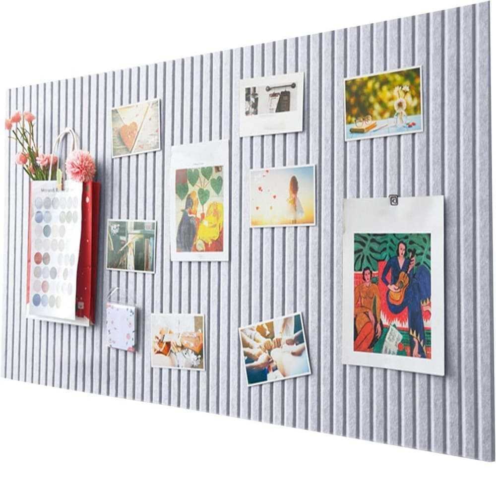 40x60cm Self-Adhesive Photo Board, Decorative Cork and Wall Panel Bulletin Board with Acoustic Panels for Photos and Messages, Gray, for Home and Office