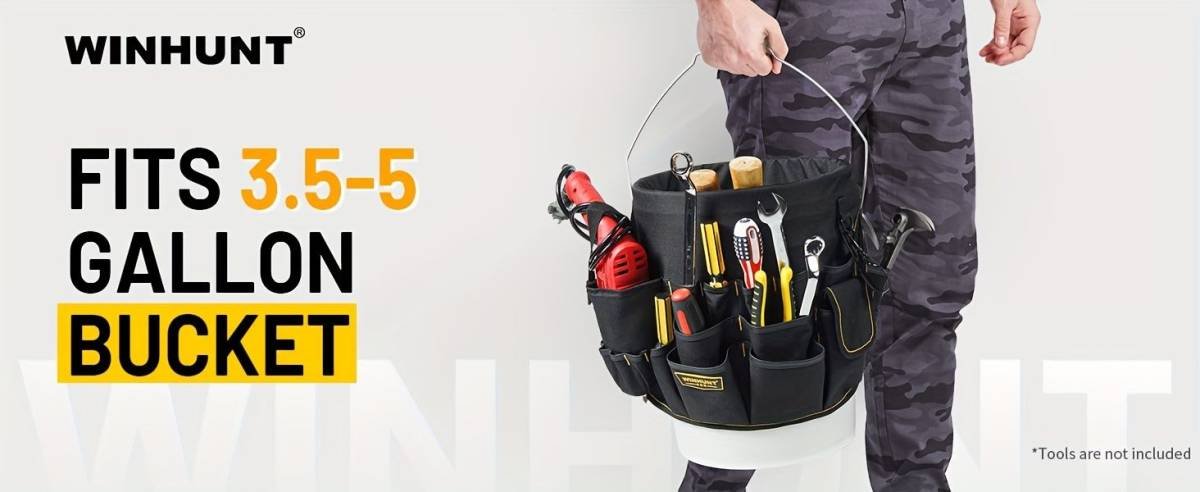 Black bucket tool organizer, tool storage, heavy duty tool organizer, multiple tool pockets, DIY tool storage, professional tool organizer, Australian tool storage