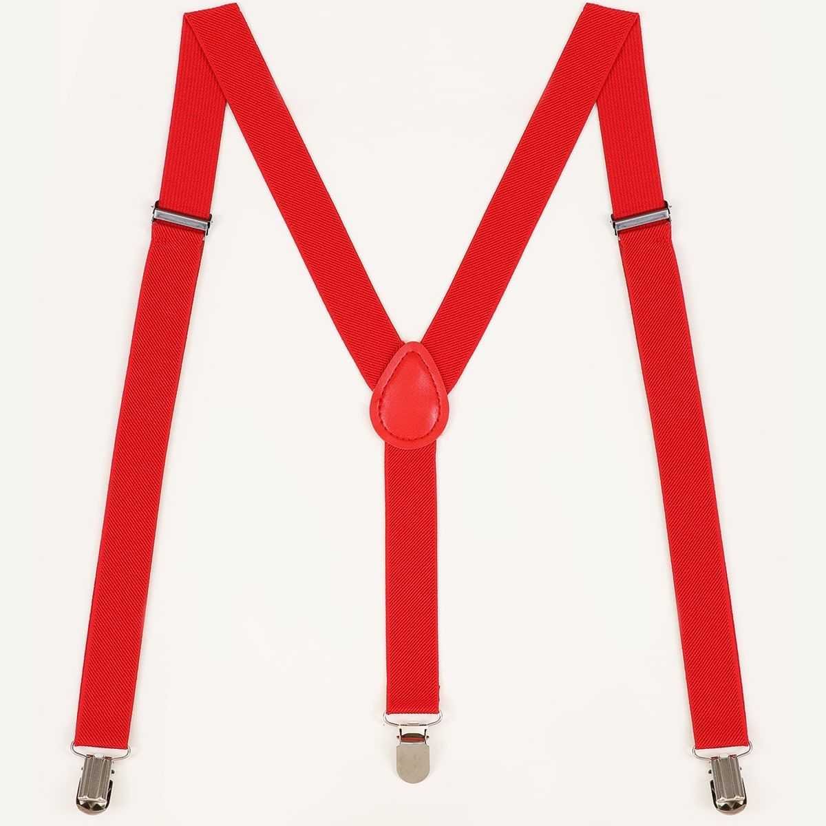 2 pack Women's Suspenders Clips Adjustable Elastic Band Y Shaped Suspender, Suspender with 3 Strong Clips Adjustable Braces (red)