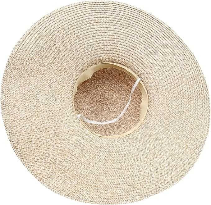 Foldable Straw Hat for Women UPF50+ Sun Protection Wide Brim, Pink, One Size