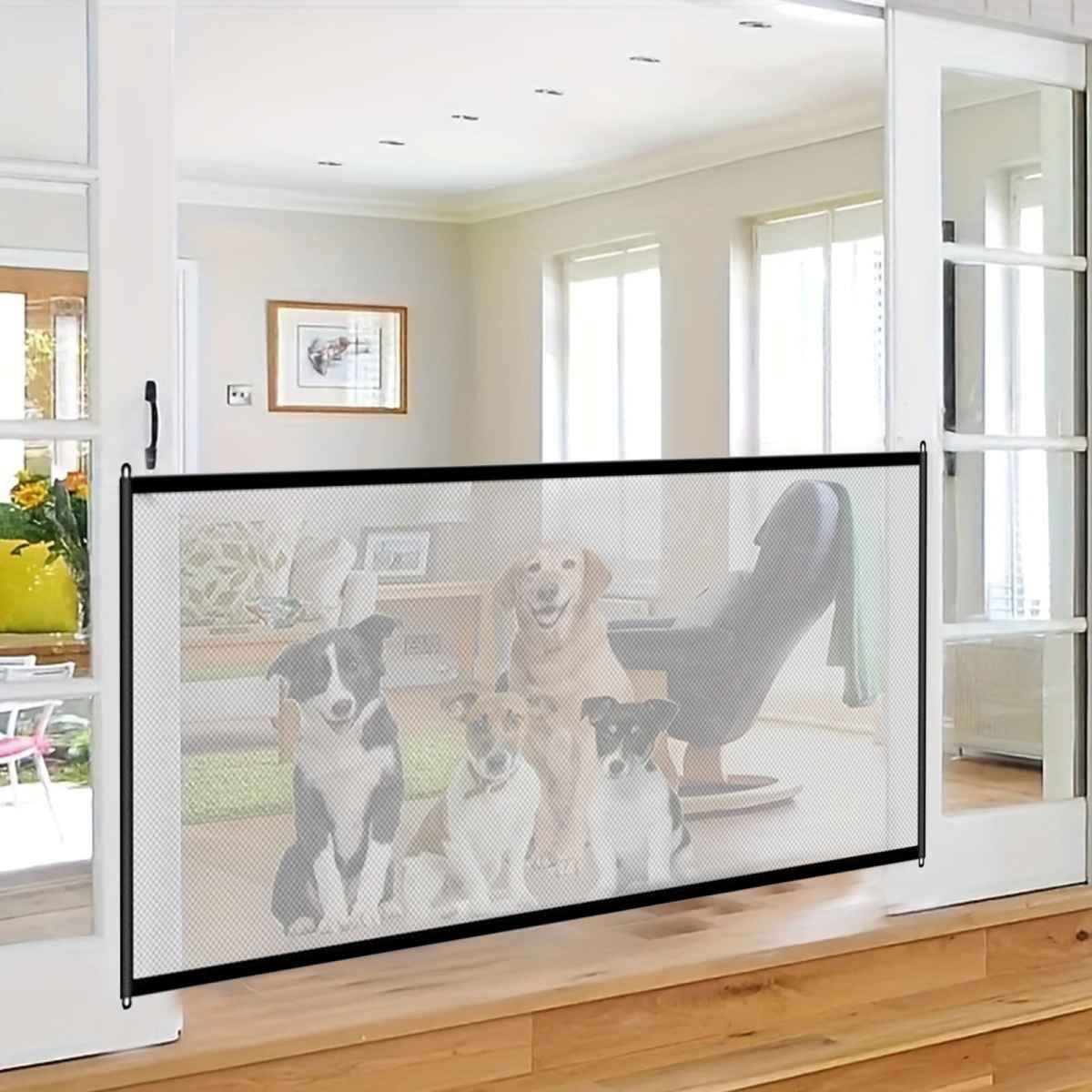 Chmadoxn 43×28 Inch Freestanding Foldable Dog Gate for Pet Dog, Isolation Fence Foldable Indoor Dog Gate Puppy Safety Fence Dog Gate for The House, Doorway, Stairs M Black