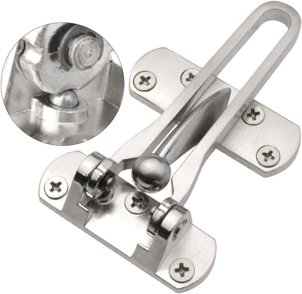 Home Security Door Lock, 2 Pack Latch Guard Clasp Front Door Locks for Kids, Home Reinforcement Lock for Swing-in Doors, Hotel Door Latches, Thicken Solid Aluminium Alloy, Satin Nickel