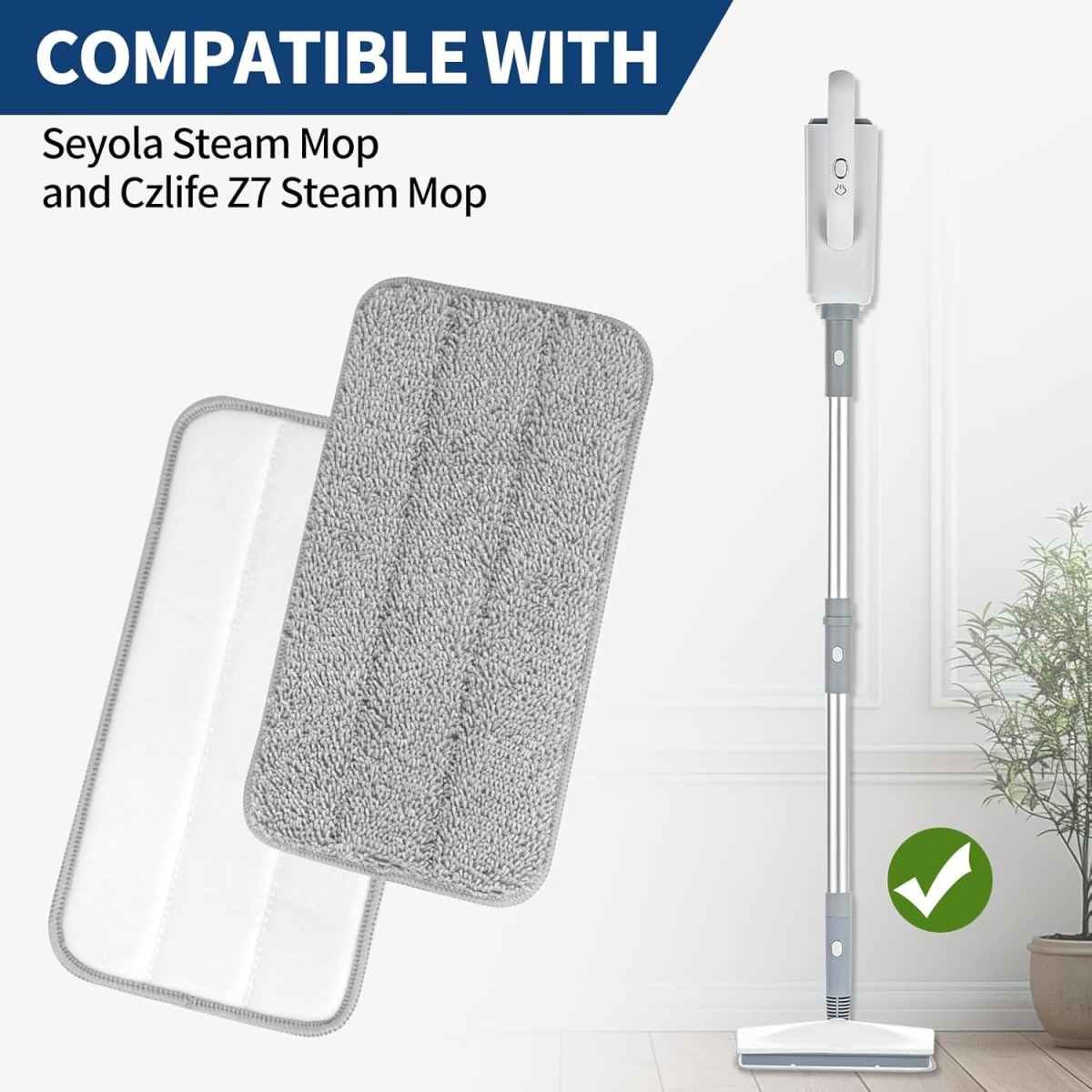 Microfiber Steam Mop Pads Compatible with FODFINU, Seyola & FEPPO and Wotaste Steam Mop Cleaner - Washable and Reusable Replacement Mop Pads for Floor Cleaning, 4 Pack