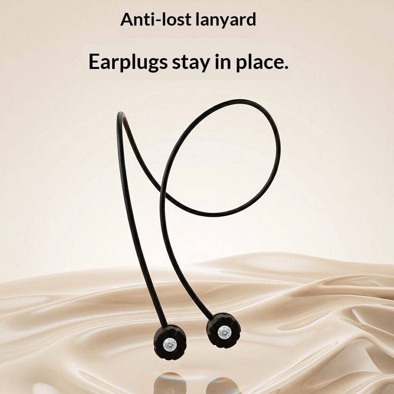 Pink Luxury Diamond-Encrusted Noise Reduction Earplugs with Anti-Lost Lanyard - Soft Silicone Sleep & Study Ear Plugs for Comfortable Silence