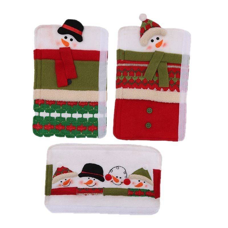 3 Piece Set Christmas Snowman Refrigerator Door Handle Covers Appliance Handle Covers Christmas Decorations Fits Standard Size(23*14cm)