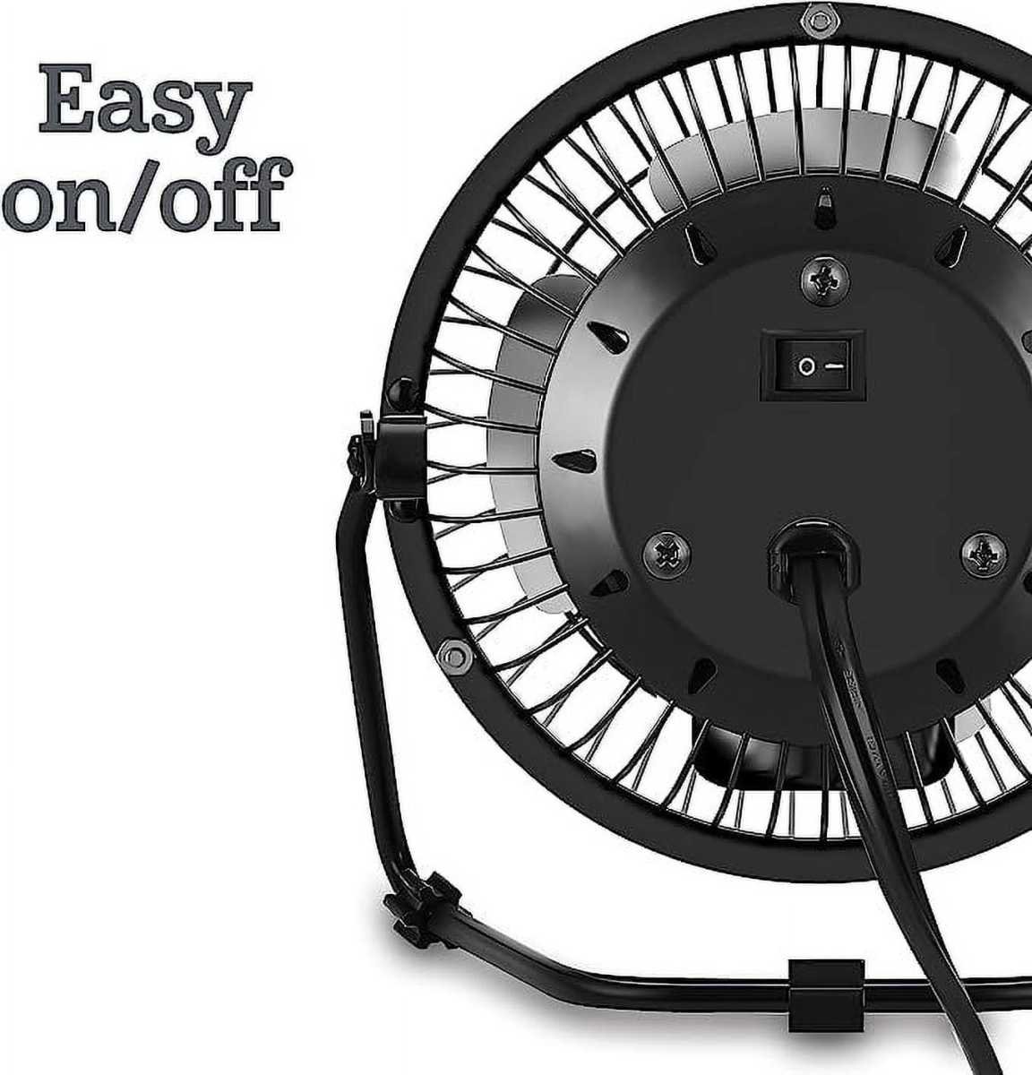 Tutuviw 4 Inch USB Desk Fan,Small and Quiet,Powerful USB Powered Portable Fan,Strong Airflow,Mini Metal USB Fan,360°Rotation,Personal Cooling Fan with 2 Speed for Home Office Black
