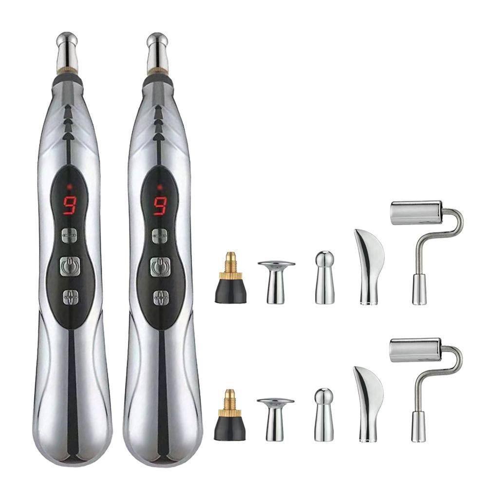 2pcs Electronic Acupuncture Pen Relief Pain Electric Massager Tools for Body Head Neck
